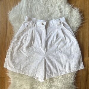 White Cotton High Waist Shorts
